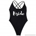 Letter Print Vintage Stappy Cross Back Birde One Piece Swimsuit High Leg Swimwear Bathing Suit Bride-black-wh B07MQ9HLZR